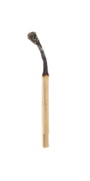 Photo of One burnt match isolated on white. Tool for starting fire