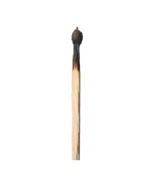 Photo of One burnt match isolated on white. Tool for starting fire