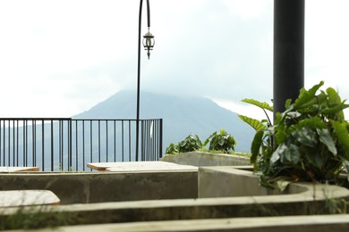 Photo of View of stylish outdoor restaurant at mountain resort