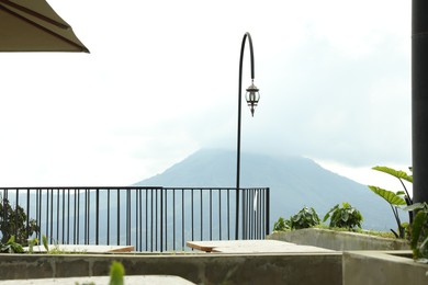 Photo of View of stylish outdoor restaurant at mountain resort
