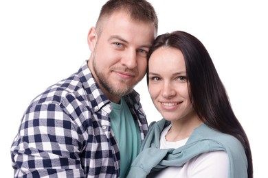 Photo of Portrait of happy couple on white background
