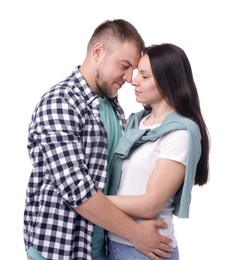 Photo of Portrait of happy couple on white background