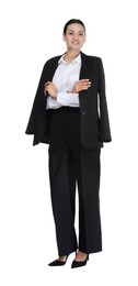 Photo of Confident business woman in suit on white background