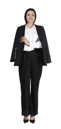 Photo of Confident business woman in suit on white background