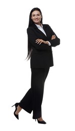 Photo of Confident business woman in suit on white background