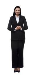 Photo of Confident business woman in suit on white background