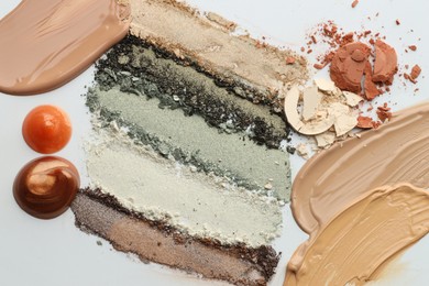 Photo of Different cosmetic products on white background, flat lay