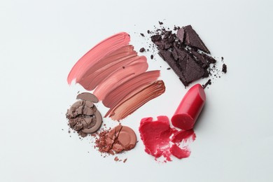 Photo of Different cosmetic products on white background, flat lay