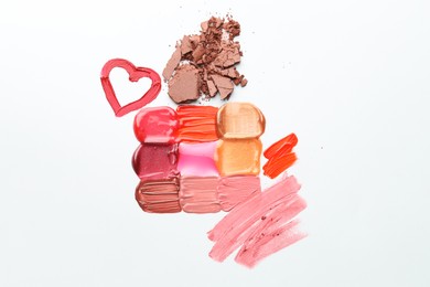 Photo of Different cosmetic products on white background, flat lay