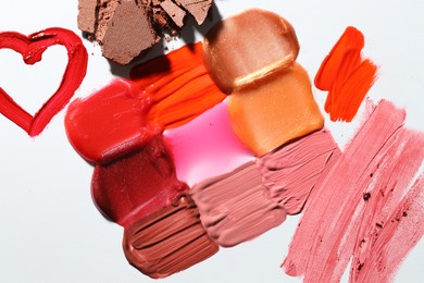 Photo of Different cosmetic products on white background, flat lay