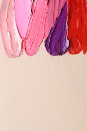 Photo of Different cosmetic products on light background, flat lay. Space for text