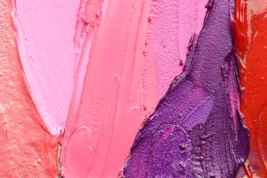 Photo of Different cosmetic products as background, top view