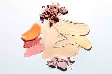 Photo of Different cosmetic products on white background, flat lay