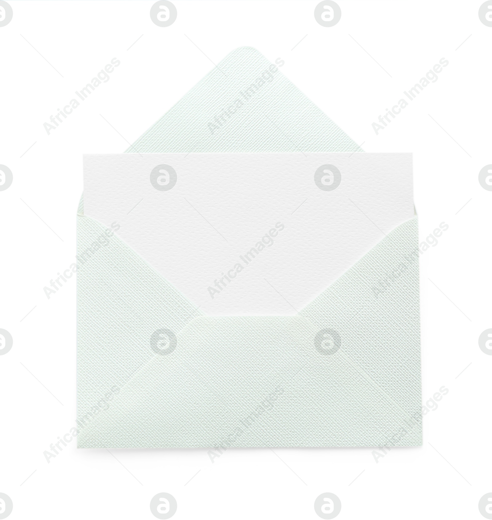 Blank invitation card and envelope isolated on white, top view. Space for design Photo of Blank invitation card and envelope isolated on white, top view. Space for design