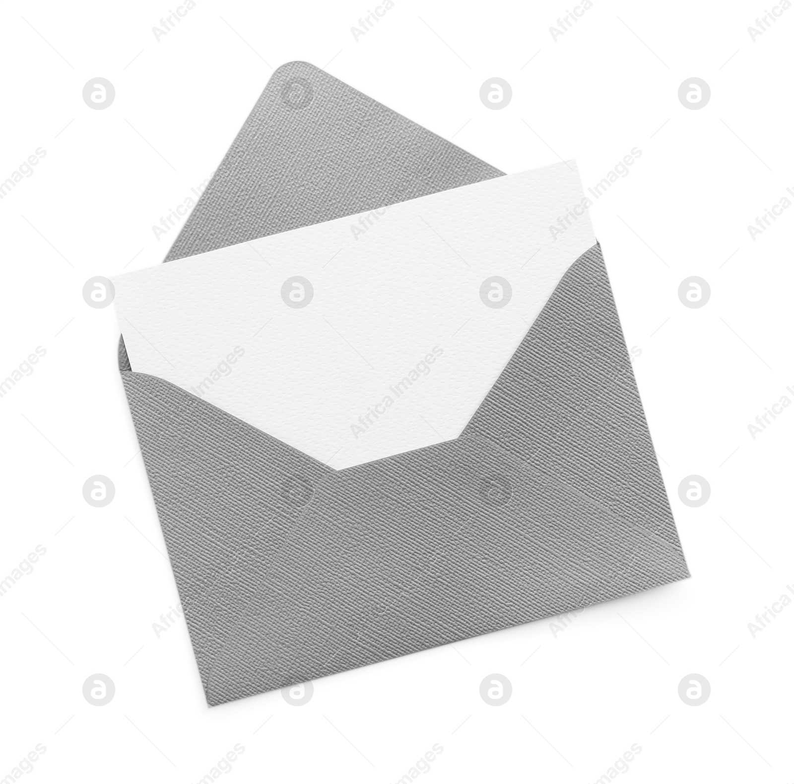 Blank invitation card and envelope isolated on white, top view. Space for design Photo of Blank invitation card and envelope isolated on white, top view. Space for design