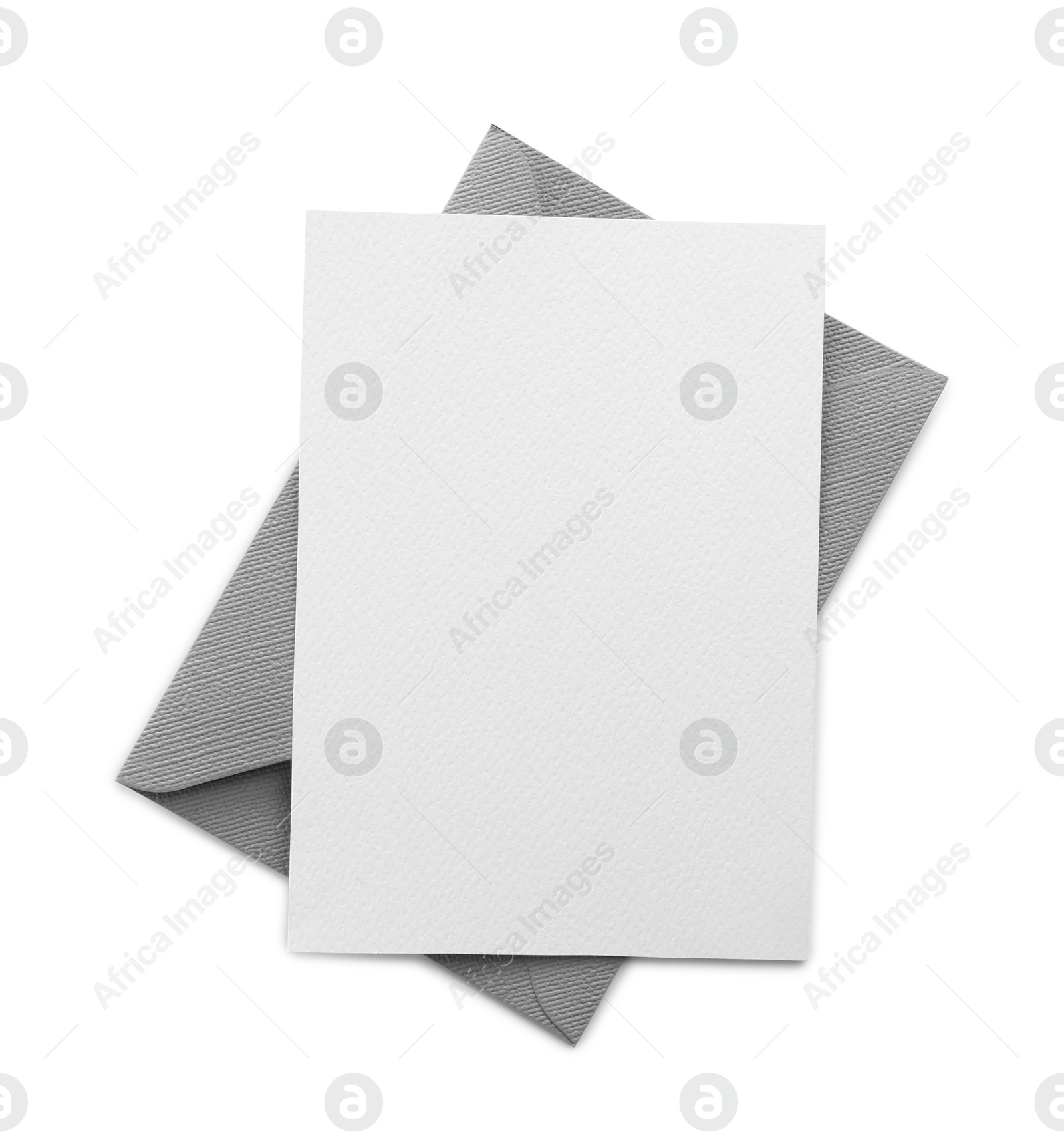 Blank invitation card and envelope isolated on white, top view. Space for design Photo of Blank invitation card and envelope isolated on white, top view. Space for design