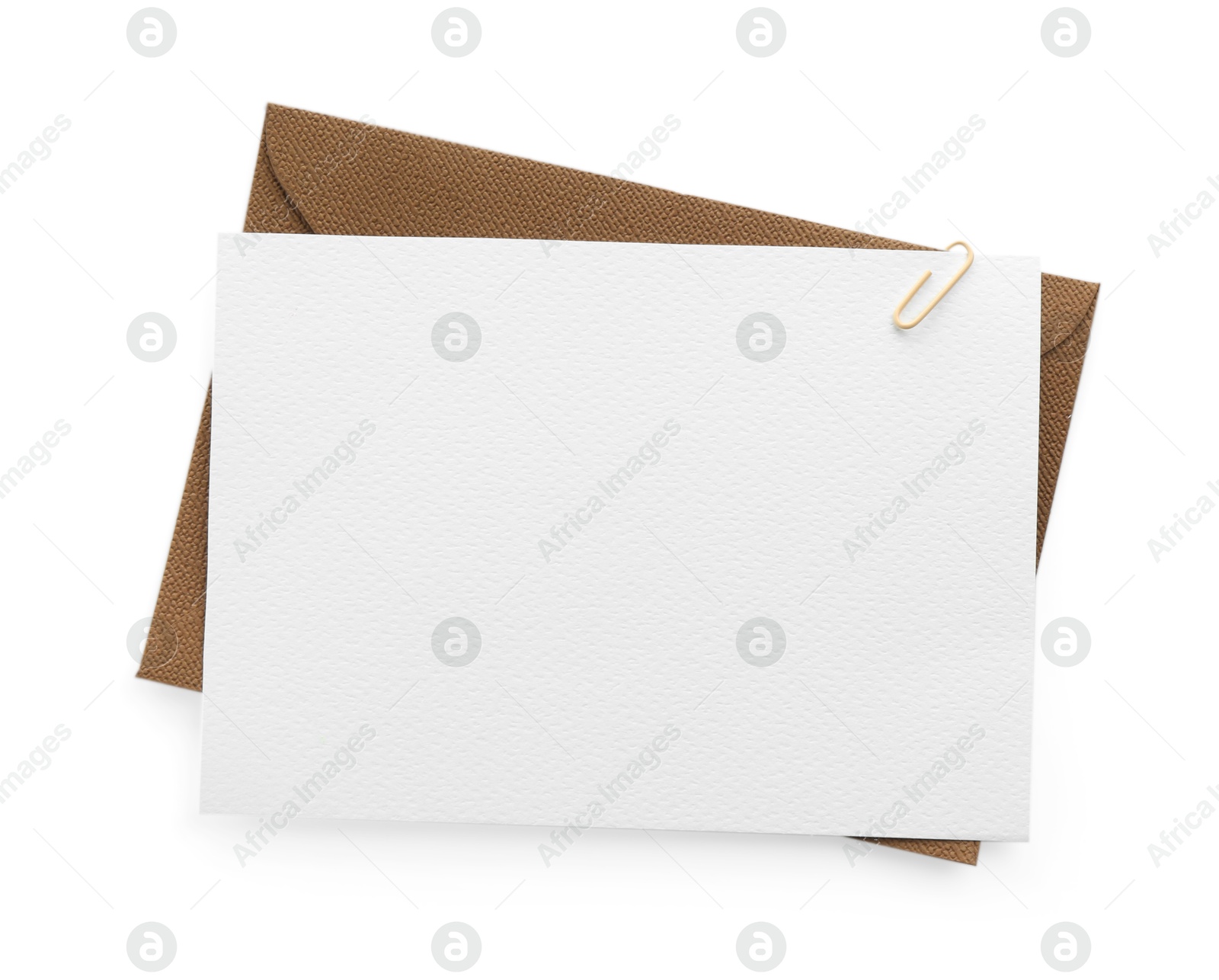 Blank invitation card and envelope isolated on white, top view. Space for design Photo of Blank invitation card and envelope isolated on white, top view. Space for design