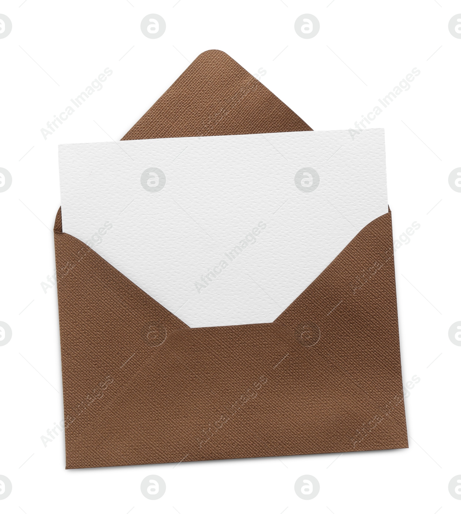 Blank invitation card and envelope isolated on white, top view. Space for design Photo of Blank invitation card and envelope isolated on white, top view. Space for design