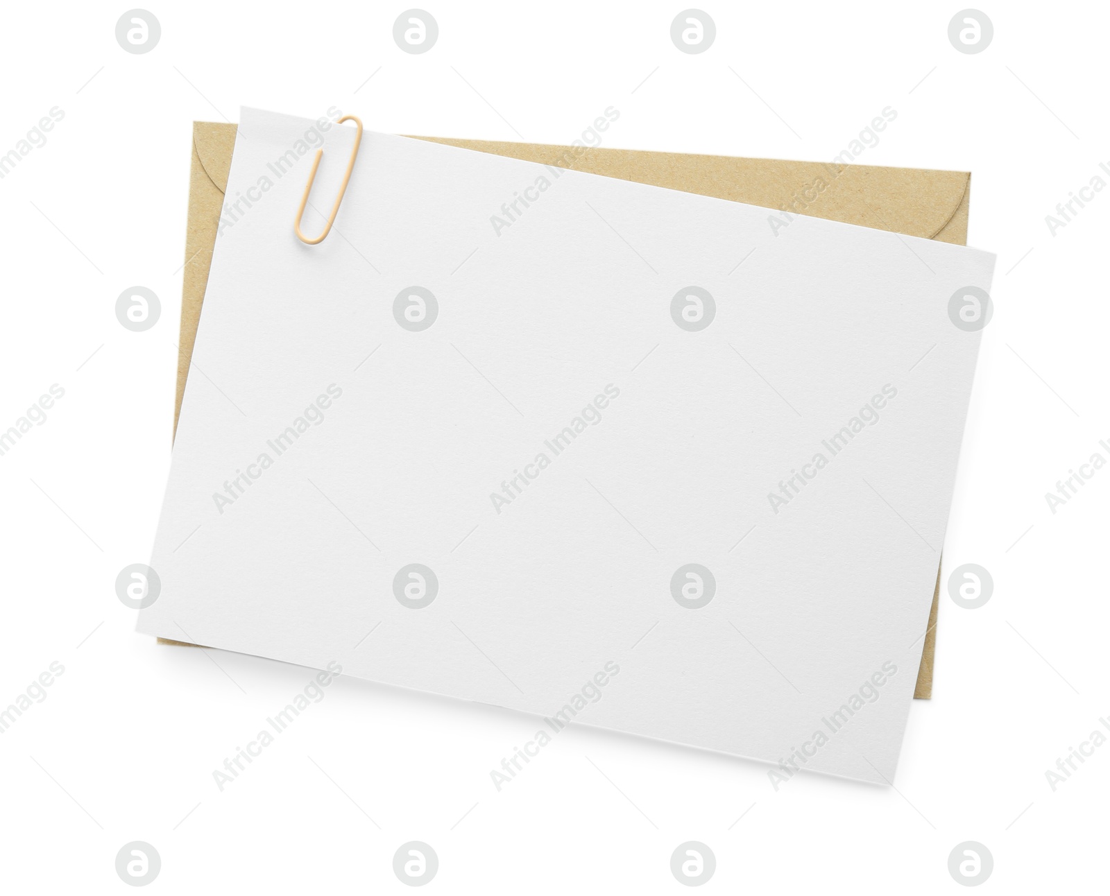 Blank invitation card and envelope isolated on white, top view. Space for design Photo of Blank invitation card and envelope isolated on white, top view. Space for design