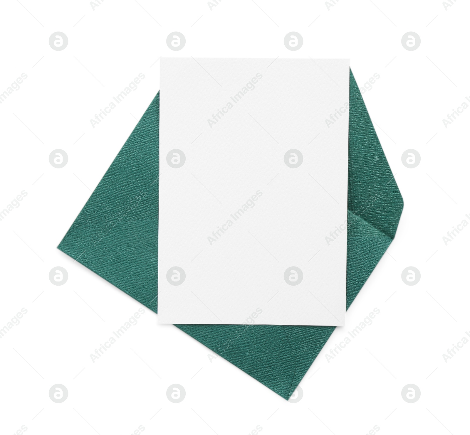 Blank invitation card and envelope isolated on white, top view. Space for design Photo of Blank invitation card and envelope isolated on white, top view. Space for design