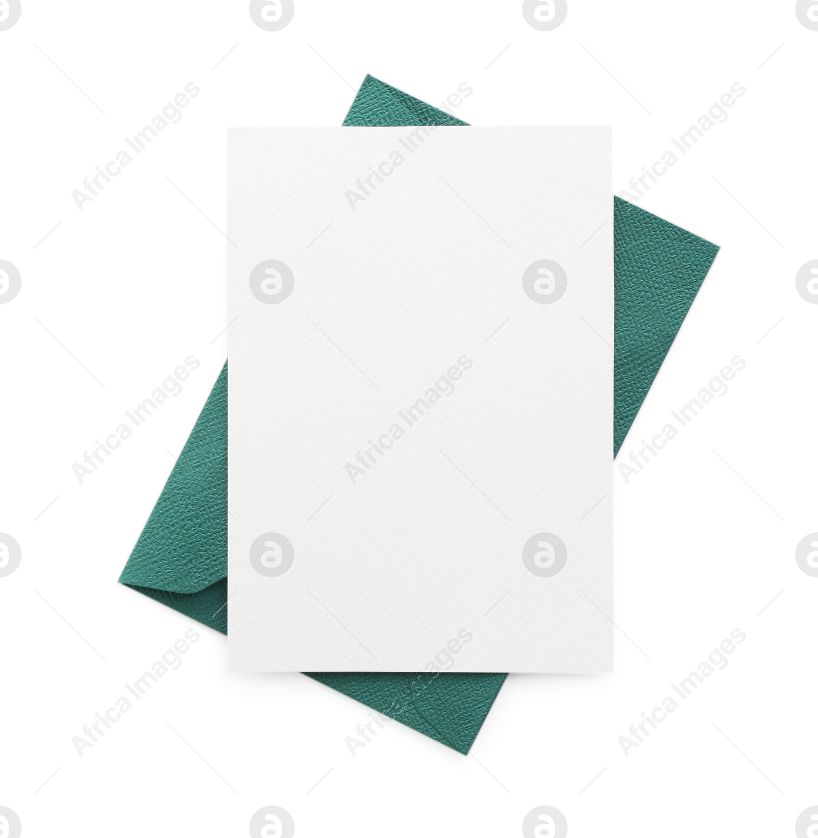 Blank invitation card and envelope isolated on white, top view. Space for design Photo of Blank invitation card and envelope isolated on white, top view. Space for design