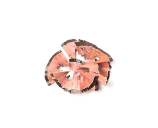 Photo of Eyebrow pencil shavings isolated on white, top view