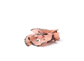 Photo of Brown eyebrow pencil shavings isolated on white