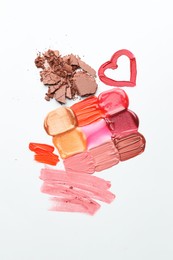 Photo of Different cosmetic products on white background, flat lay