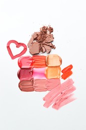 Photo of Different cosmetic products on white background, flat lay