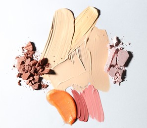 Photo of Different cosmetic products on white background, flat lay