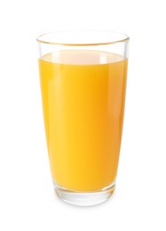 Photo of Tasty mango juice in glass isolated on white