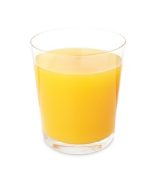 Photo of Tasty mango juice in glass isolated on white