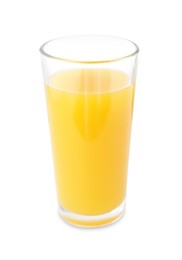 Photo of Tasty mango juice in glass isolated on white