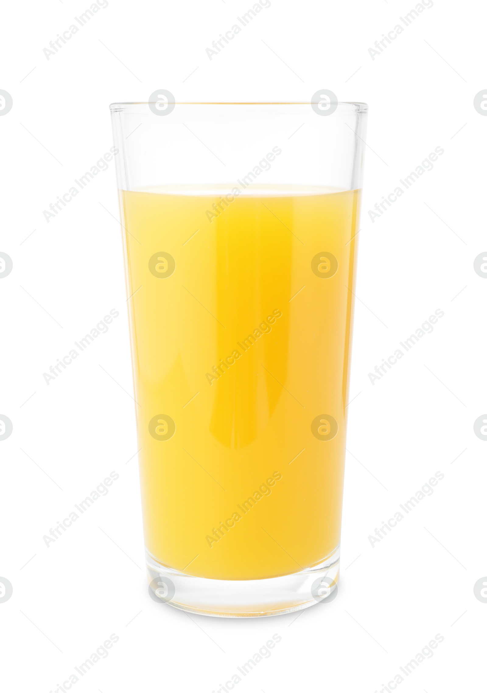 Photo of Tasty mango juice in glass isolated on white