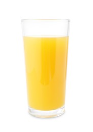 Photo of Tasty mango juice in glass isolated on white