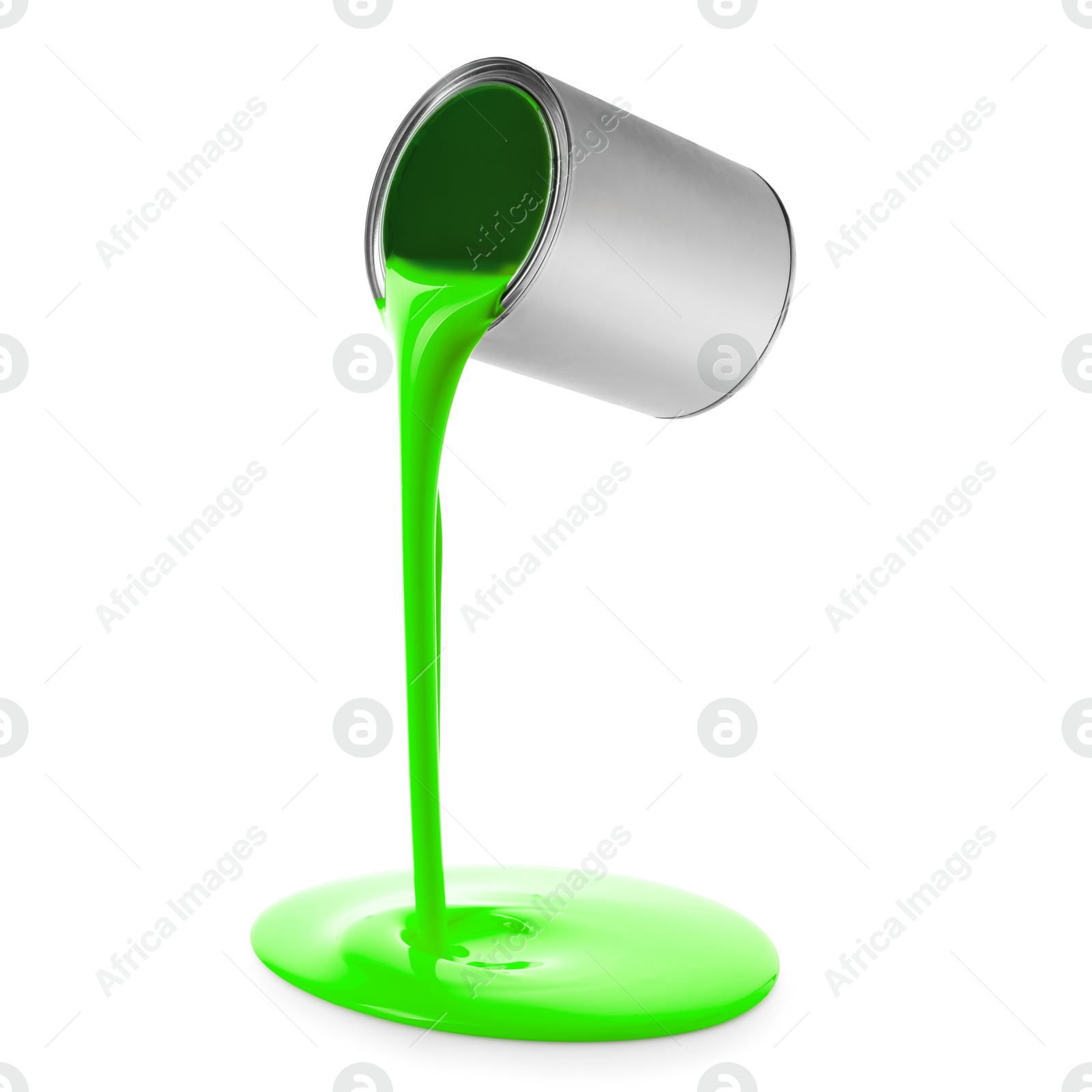 Light green paint pouring out of can on white background Image of Light green paint pouring out of can on white background