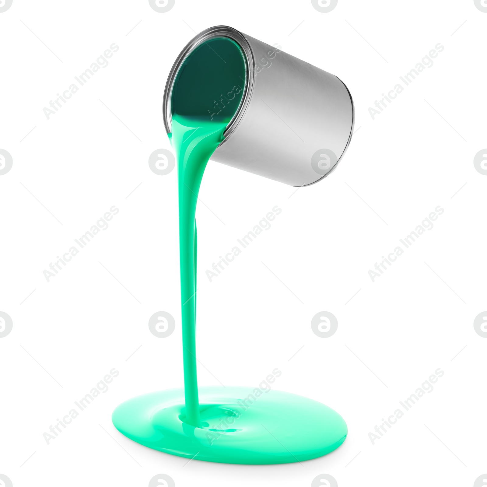 Turquoise paint pouring out of can on white background Image of Turquoise paint pouring out of can on white background