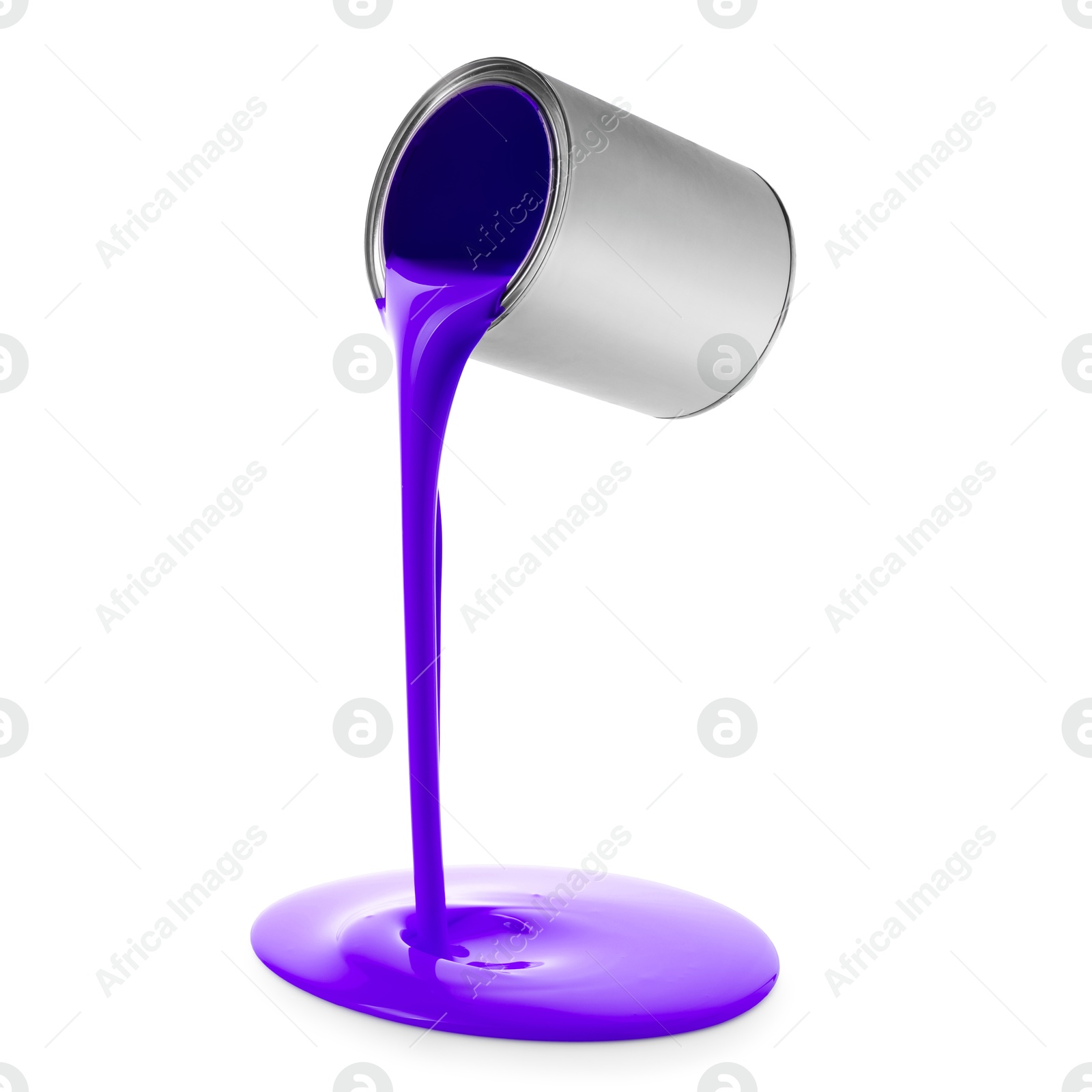 Indigo color paint pouring out of can on white background Image of Indigo color paint pouring out of can on white background