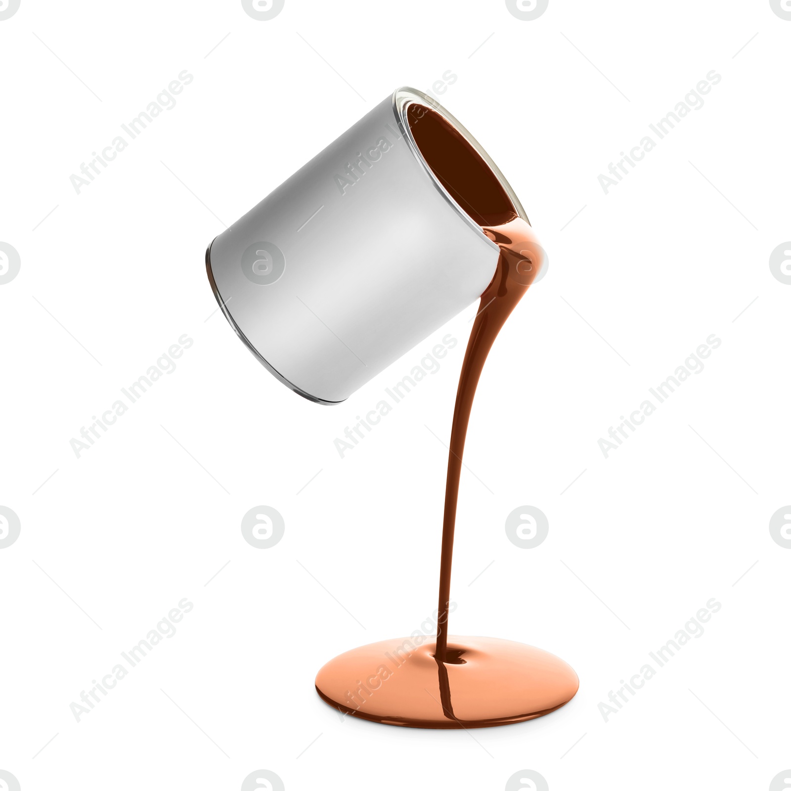 Brown paint pouring out of can on white background Image of Brown paint pouring out of can on white background