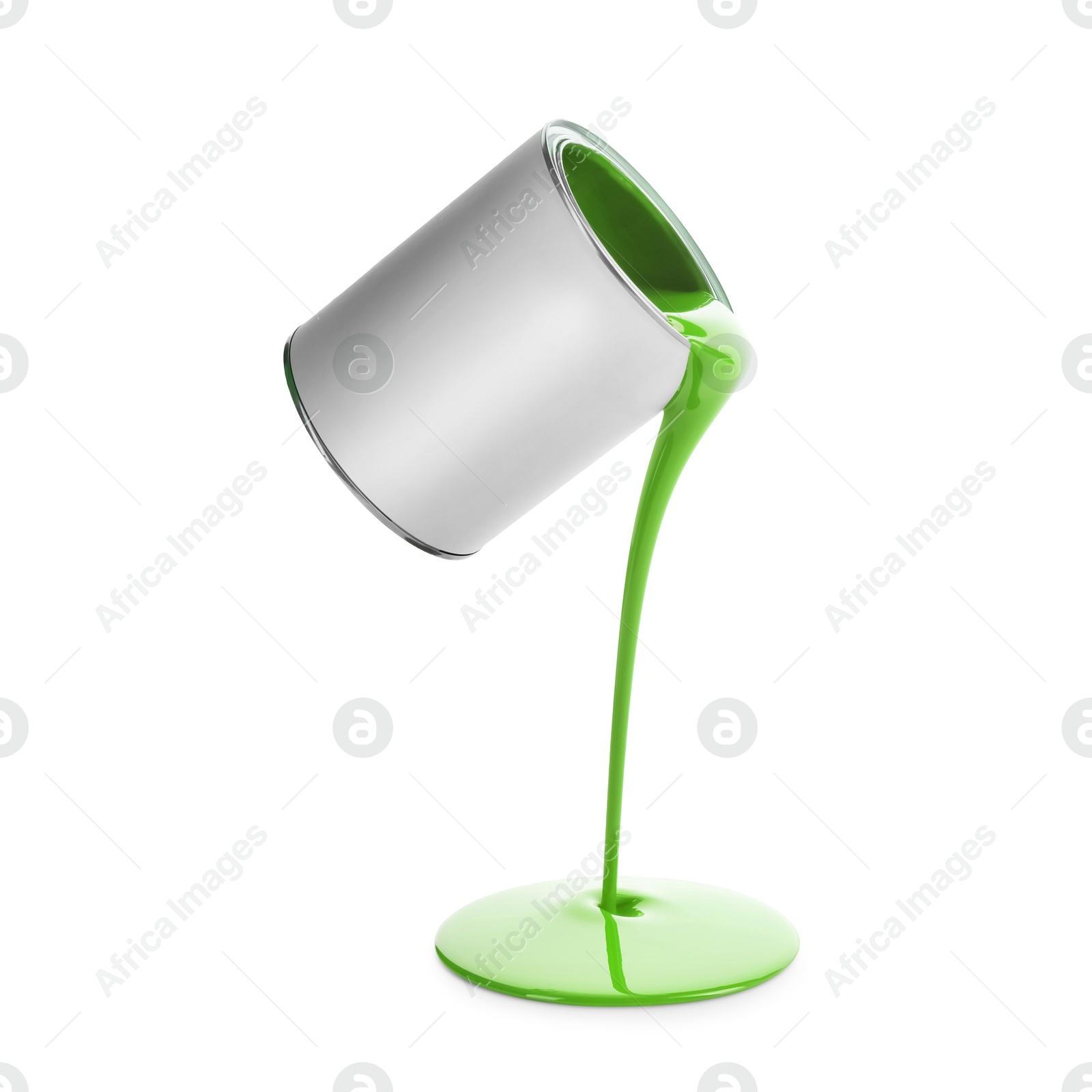 Light green paint pouring out of can on white background Image of Light green paint pouring out of can on white background