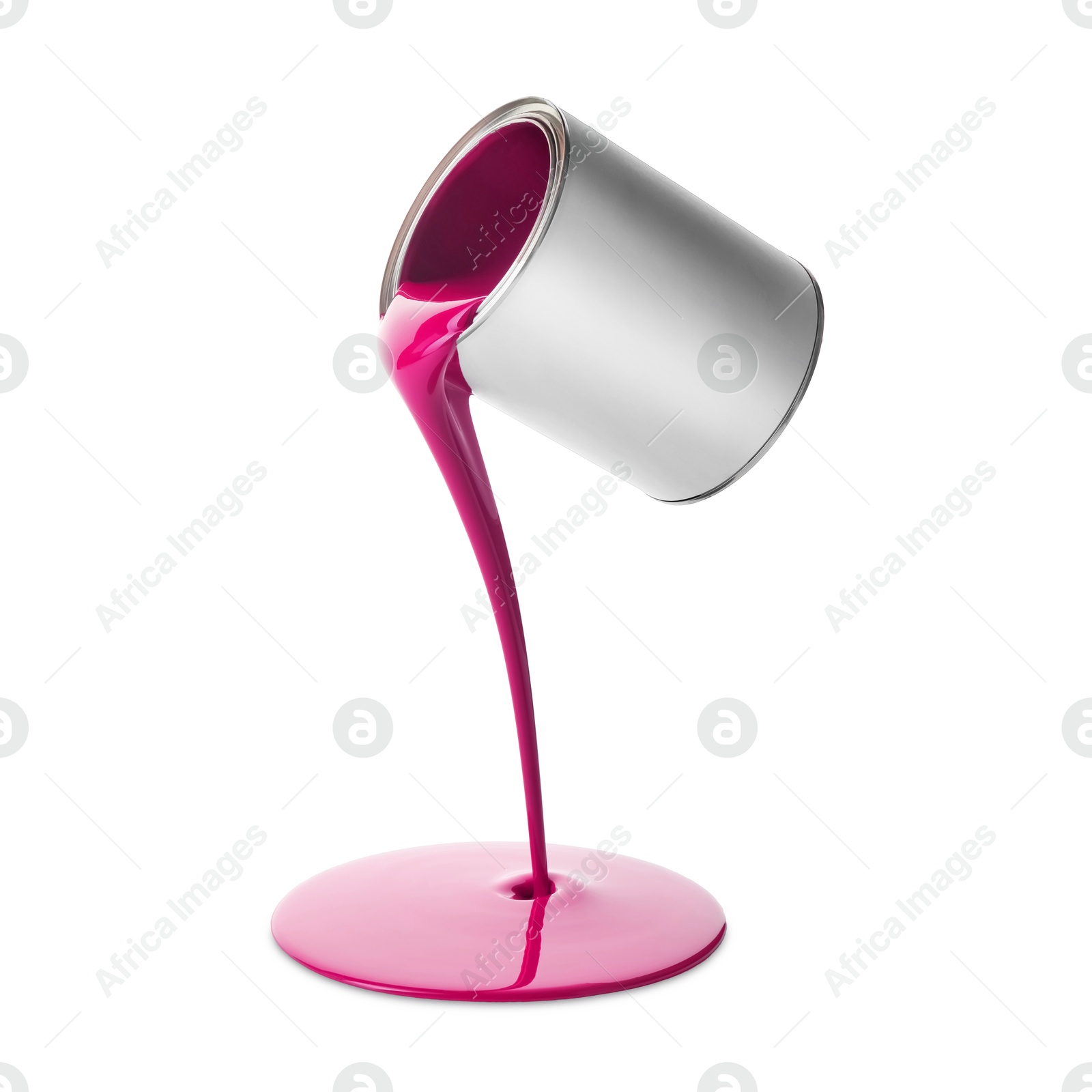 Crimson color paint pouring out of can on white background Image of Crimson color paint pouring out of can on white background