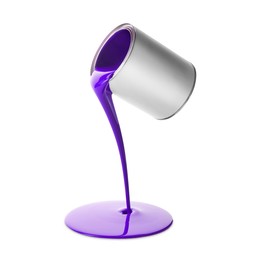 Image of Paint pouring out of can on white background