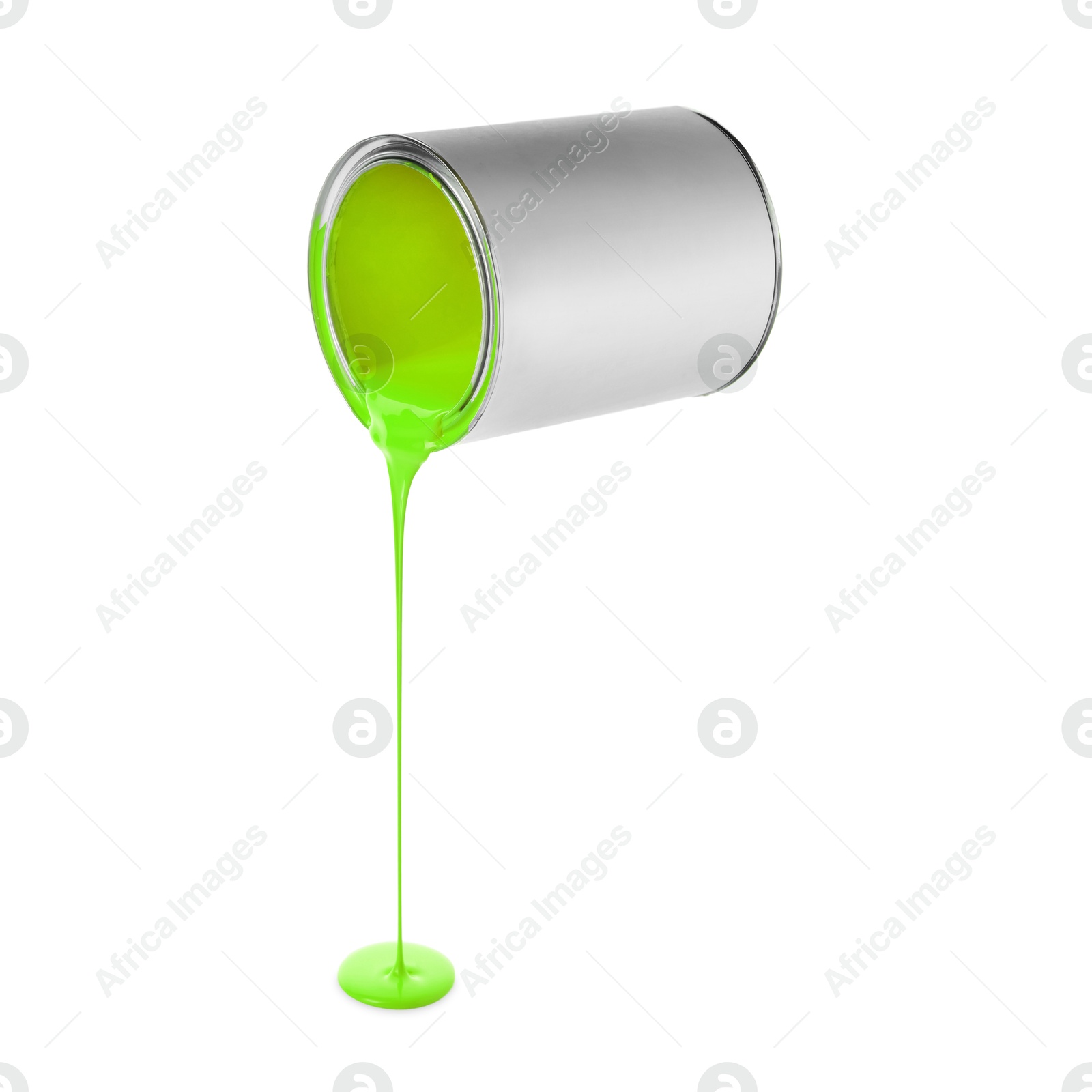 Lime green paint pouring out of can on white background Image of Lime green paint pouring out of can on white background