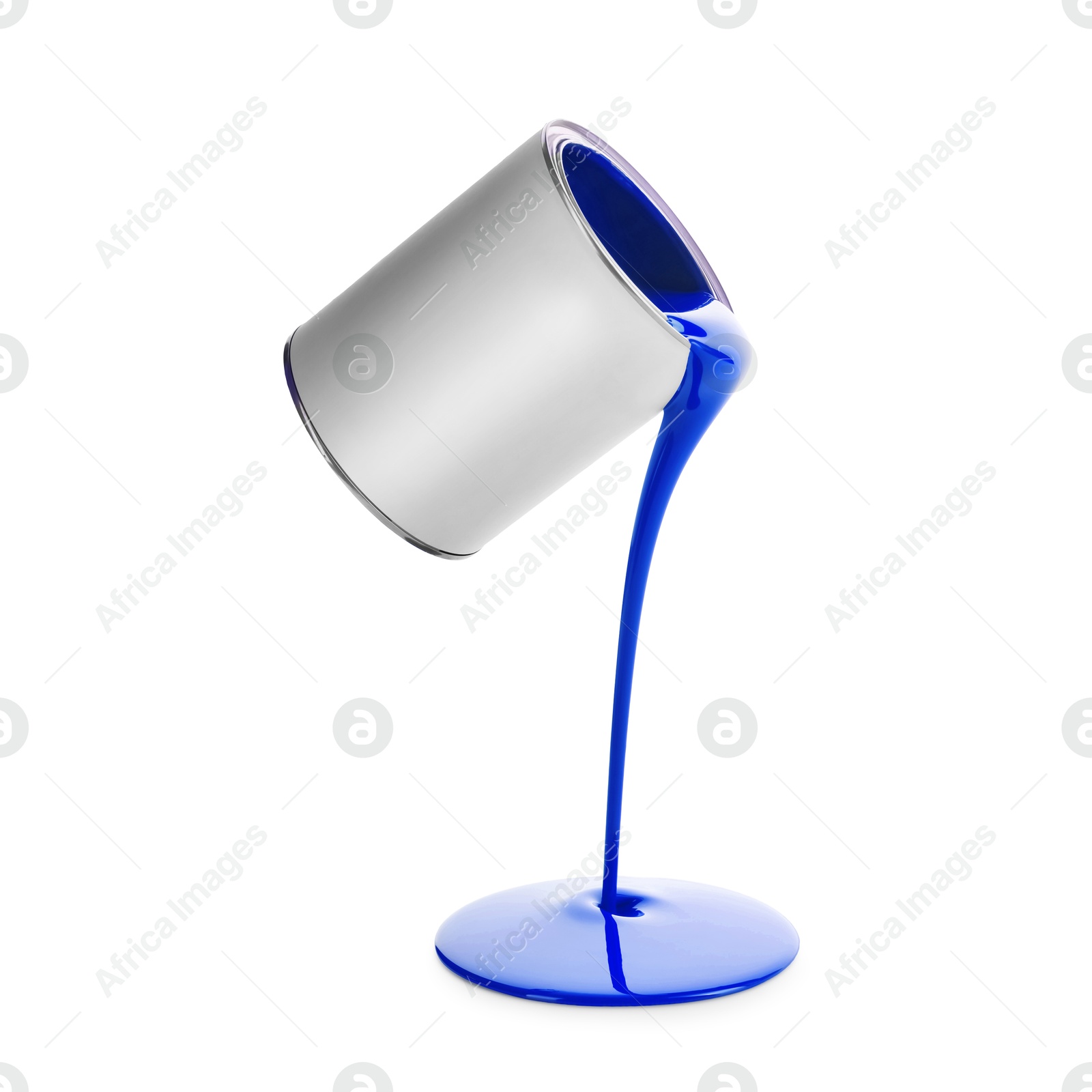 Blue paint pouring out of can on white background Image of Blue paint pouring out of can on white background