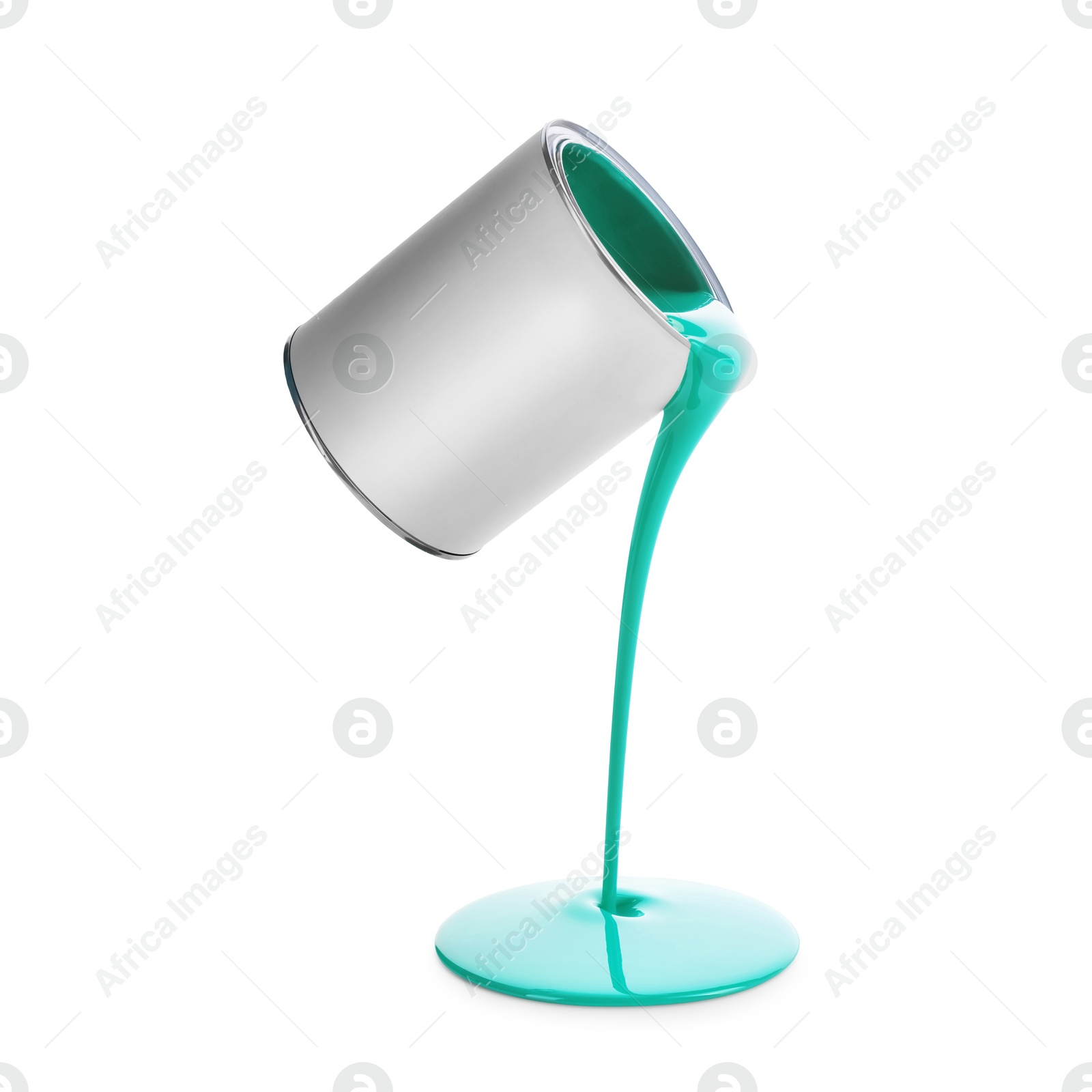 Turquoise paint pouring out of can on white background Image of Turquoise paint pouring out of can on white background