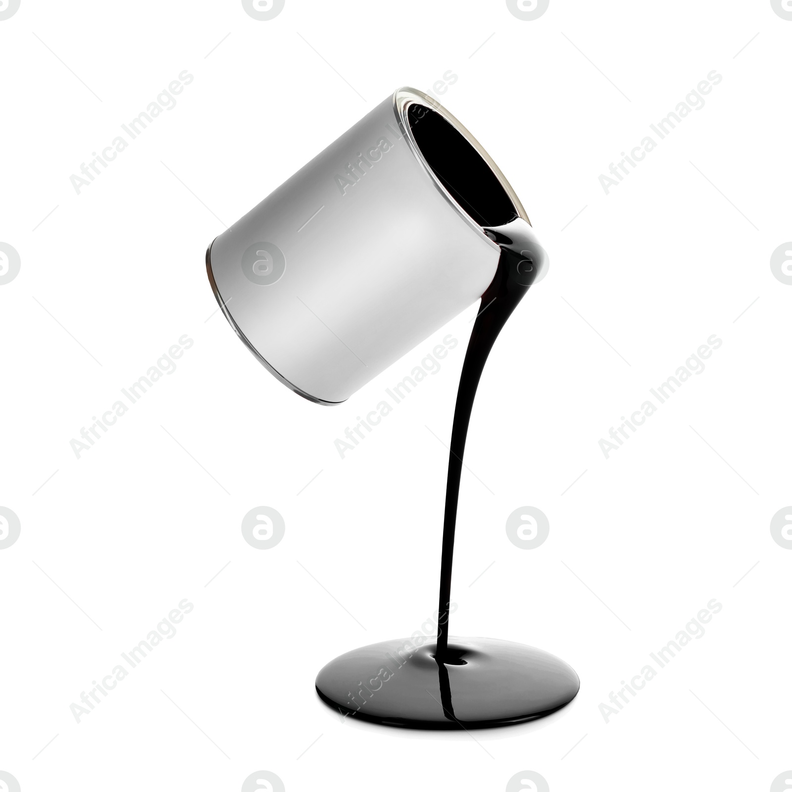 Black paint pouring out of can on white background Image of Black paint pouring out of can on white background