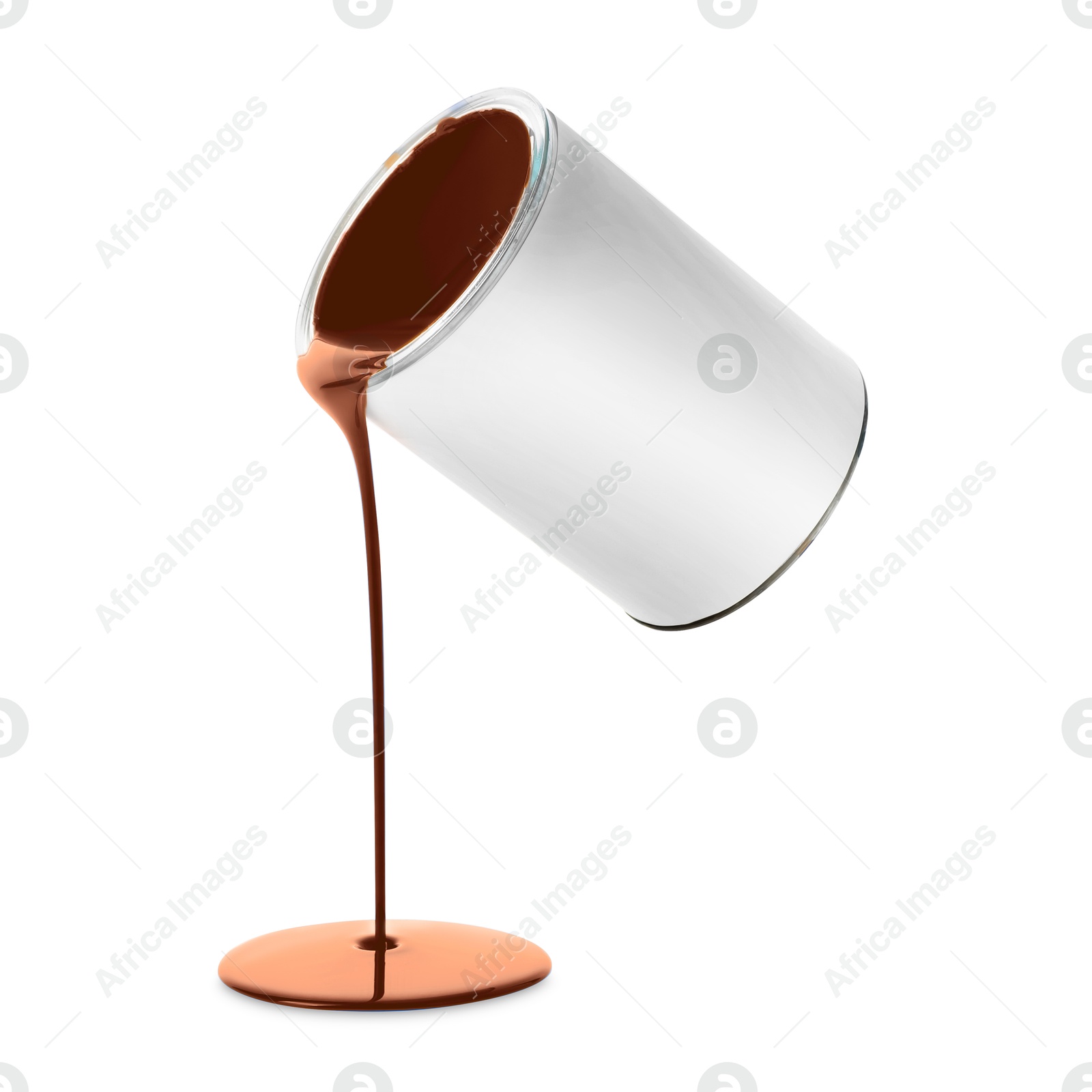 Brown paint pouring out of can on white background Image of Brown paint pouring out of can on white background