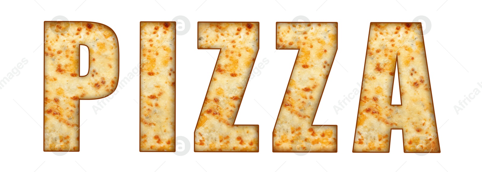 Word Pizza made of letters with pizza inside on white background. Banner design Image of Word Pizza made of letters with pizza inside on white background. Banner design