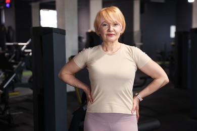 Photo of Portrait of beautiful senior woman in gym