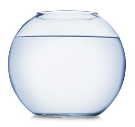 Photo of Glass aquarium with water isolated on white